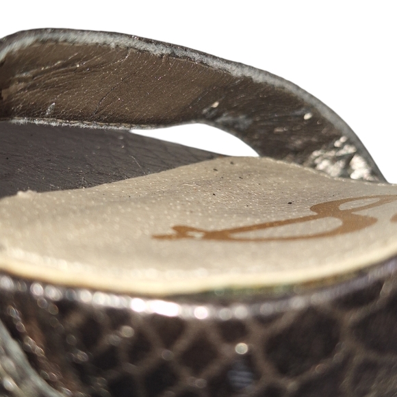 Sam Edelman Sz 9 Eleanor Metallic Open Toe Reptile‎ Embossed High Heel Sandals - Picture 10 of 15